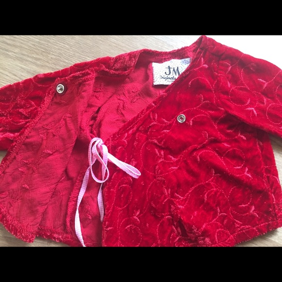 NWOT JM Originals 0-3mo Top+Pant Red Velvet Set - Picture 3 of 7